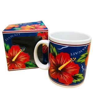 Vintage 1997 Hilo Hattie Coffee Cup Mug Hibiscus Flower Island Heritage